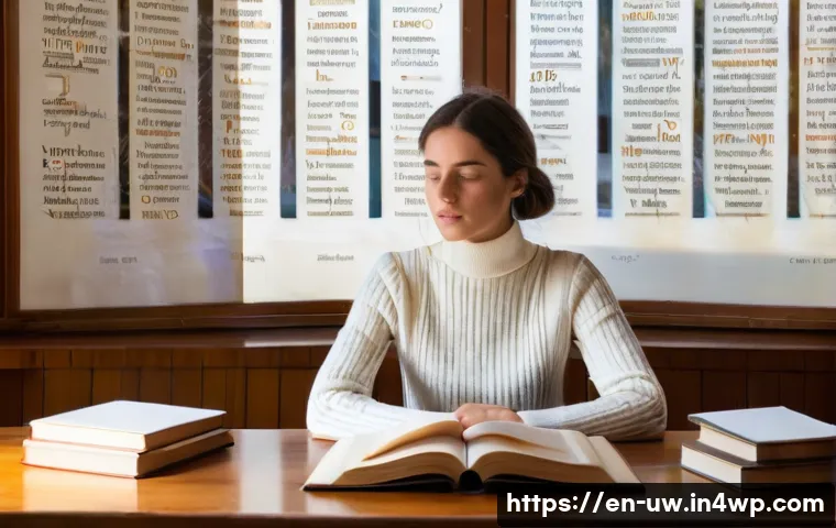 어휘력 향상에 도움이 되는 국제 언어 - A focused, contemplative young woman, wearing a stylish but modest turtleneck sweater and fitted tro...